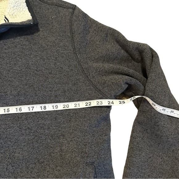 ORVIS men’s heathered gray 1/4 zip sherpa lined pullover jacket sweatshirt sz L - Picture 5 of 8